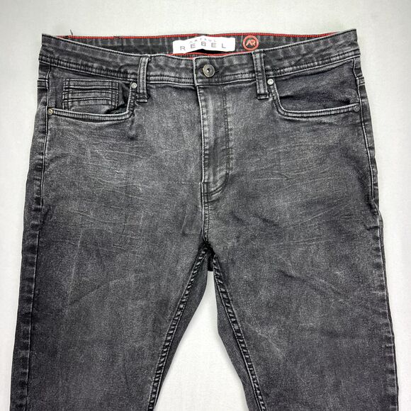 Artful REBEL 36x30‎ Men Straight Leg Black Stretch Denim Jean Cotton Blend Goth - Picture 2 of 16